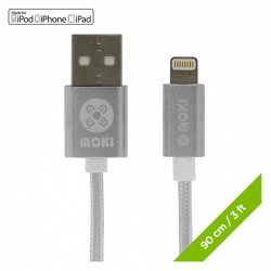 Moki Lightning SynCharge Cable - Silver