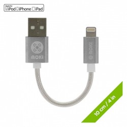 Moki Braided Lightning SynCharge Cable - Silver