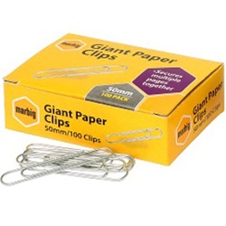 Marbig Paper Clips 50mm Giant - Box of 100