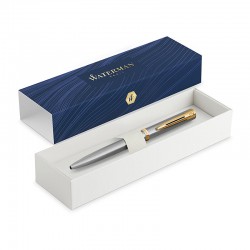 Waterman Impression Ballpoint Pen - Stainless Steel Gold Trim Medium
