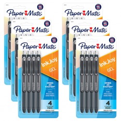 Paper Mate InkJoy Gel Pens .07mm - Black - Pack of 4 - Box of 6