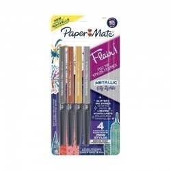 Paper Mate Flair Felt Tip Metal - Pack of 4 - Box of 6