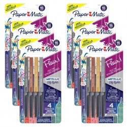 Paper Mate Flair Felt Tip Metal - Pack of 4 - Box of 6