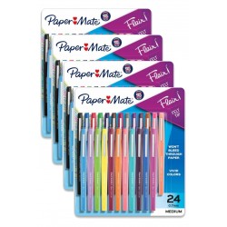 Paper Mate Flair Felt Tip Assorted Colours - Pack of 24 - Box of 4