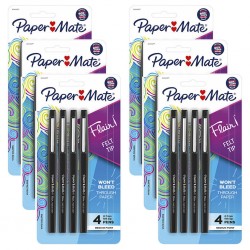 Paper Mate Flair Felt Tip - Black - Pack of 4 - Box of 6