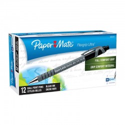 Paper Mate Flex Grip Retractable Ballpen 1.0mm Black - Box of 12