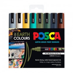 POSCA PC-5M Paint Markers Medium Bullet Tip - Earth Assorted Colours - Pack of 8