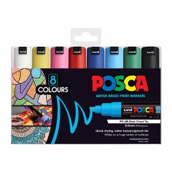 POSCA PC-8K Paint Markers Bold Chisel Tip - Assorted Colours- Pack of 8