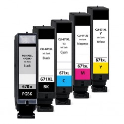 5 Pack Canon Compatible PGI-670XL/CLI-671XL Ink Cartridges