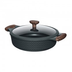 Resto Ran Black Shallowpot with Lid - Diameter 28cm