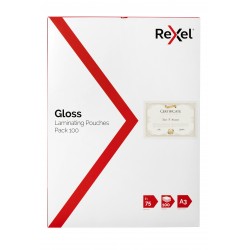 Rexel Laminating Pouch Gloss A3 75 Micron - Pack of 100