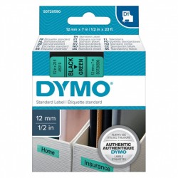 3 Pack DYMO S0720590 Black on Green D1 Label Tape - 12mm x 7m
