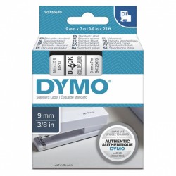 2 Pack DYMO S0720670 Black on Clear D1 Label Tape - 9mm x 7m