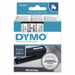 2 Pack DYMO S0720680 Black on White D1 Label Tape - 9mm x 7m