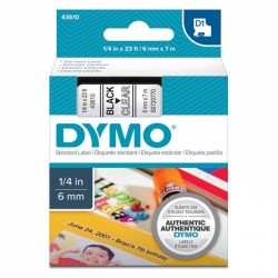 3 Pack DYMO S0720770 Black on Clear D1 Label Tape - 6mm x 7m