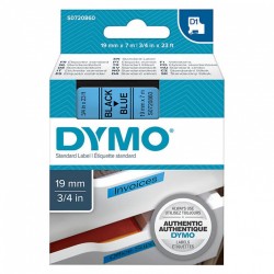 5 Pack DYMO S0720860 Black on Blue D1 Label Tape - 19mm x 7m