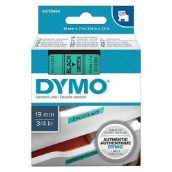 2 Pack DYMO S0720890 Black on Green D1 Label Tape - 19mm x 7m