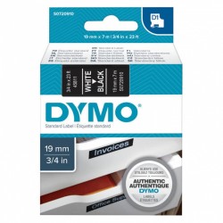2 Pack DYMO S0720910 White on Black D1 Label Tape - 19mm x 7m