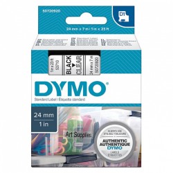 5 Pack DYMO S0720920 Black on Clear D1 Label Tape - 24mm x 7m