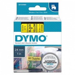 5 Pack DYMO S0720980 Black on Yellow D1 Label Tape - 24mm x 7m