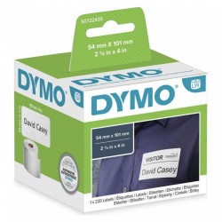 5 Pack DYMO S0722430 Black on White Large Shipping / Name Badge LabelWriter Label Roll - 54mm x 100mm, 220 Labels, 1 Roll