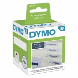 5 Pack DYMO S0722460 White Suspension File Paper LabelWriter Label Roll - 12mm x 50mm, 220 Labels, 1 Roll