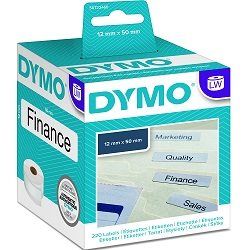 DYMO S0722460 White Suspension File Paper LabelWriter Label Roll - 12mm x 50mm, 220 Labels, 1 Roll