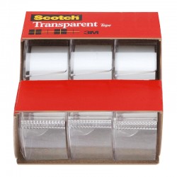 Scotch 3157S Transparent Tape - 19mm x 7.62m - Pack of 3 - Box of 6