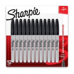 Sharpie Fine Permanent Markers - Black - Pack of 12