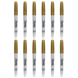 Sharpie Permanent Marker Fine Point Gold - Box of 12