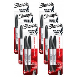 Sharpie Permanent Marker Brush Twin - Pack of 2 - Box of 6