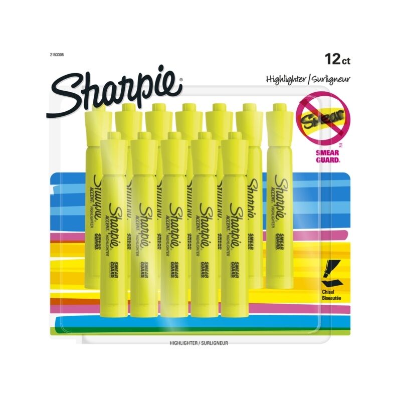 Sharpie Highlighter Tank Yellow - Pack of 12 - Box of 3