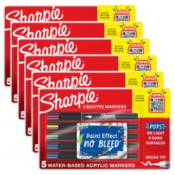Sharpie Creative Marker Brush Tip - Pack of 5 - Box of 6 - Assorted Colours