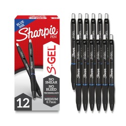 Sharpie S-Gel Retractable Gel Pens - 0.7mm Black - Box of 12