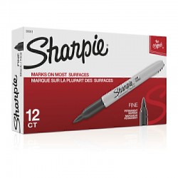Sharpie Permanent Marker Fine Point Black - Box of 12