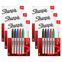 Sharpie Permanent Marker Assorted Colours - Pack of 5 - Box of 6
