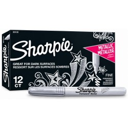 Sharpie Permanent Marker Fine Point Silver - Box of 12