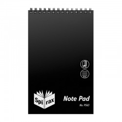 Spirax P563 PP Notebook Reporters 200 x 127mm 100 Pages Black - Pack of 20