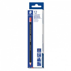 Staedtler LumoColor Permanent Glasochrom Pencil - Box of 12 - Red