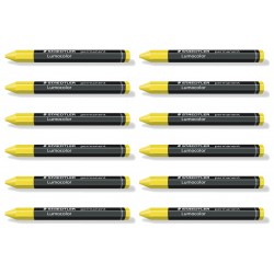 Staedtler Lumocolor Permanent Omnigraph Crayons - Yellow - Box of 12