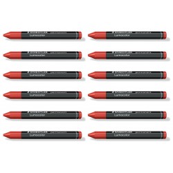 Staedtler Lumocolor Permanent Omnigraph Crayons - Red - Box of 12