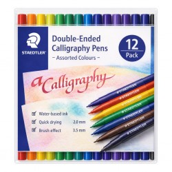 Staedtler Double-Ended Calligraphy Pens - Assorted Colours - Box of 12
