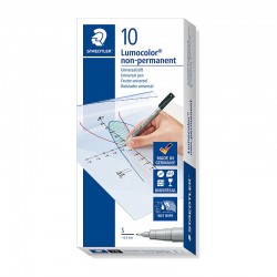 Staedtler 311 Lumocolor 0.4mm Superfine Non-Permanent Pens - Box of 10 - Black
