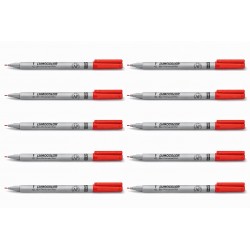Staedtler 316 Lumocolor 0.6mm Fine Non-Permanent Pens - Red - Box of 10
