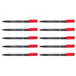 Staedtler LumoColor 0.6mm Fine Permanent Pens - Box of 10 - Red
