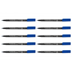 Staedtler LumoColor 0.6mm Fine Permanent Pens - Box of 10 - Blue