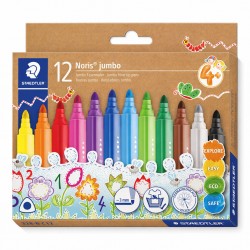 Staedtler Noris Jumbo Fibre Tip Coloured Pens 3mm - Assorted Colours - Wallet of 12