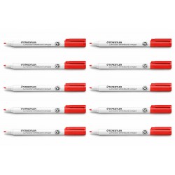 Staedtler Lumocolor Whiteboard Compact Markers Bullet - Red - Box of 10