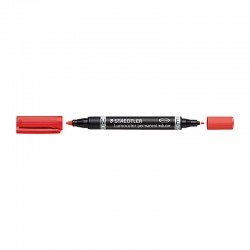 Staedtler 348 Lumocolor Permanent Duo Permanent Markers - Red - Box of 10