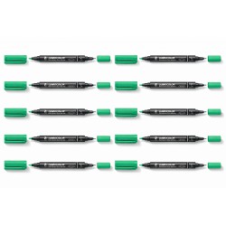 Staedtler 348 Lumocolor Permanent Markers - Green - Box of 10